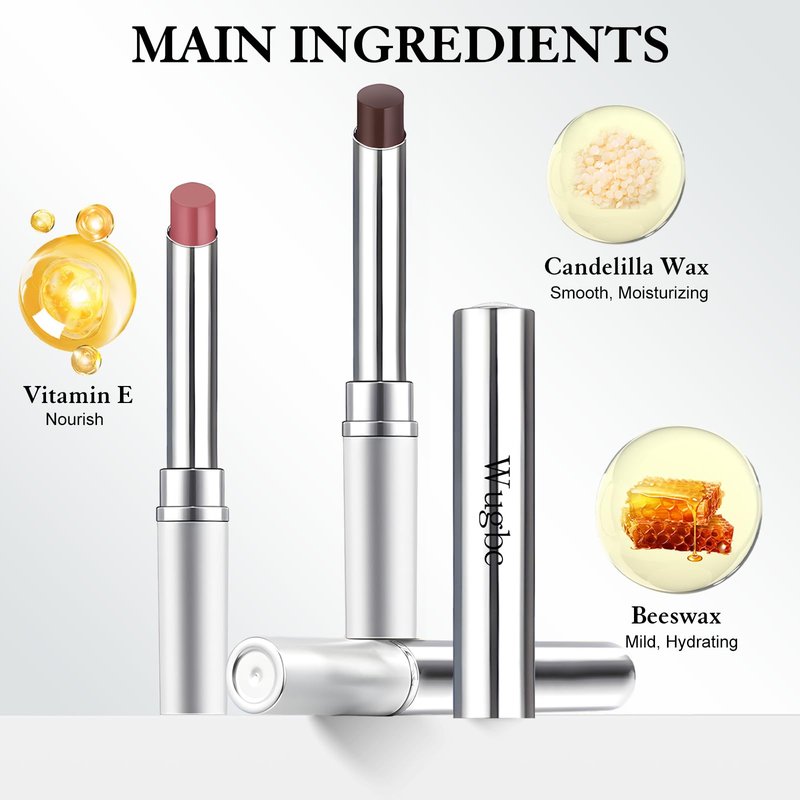 Wugbc 2 PCS Tinted Lip Balm Hydrating Sheer Natural Glossy Lip Care Balm for Repairing Dry Lips Lightweight Black Candy Color Non-Sticky Lipstick Makeup for All Skin Tones