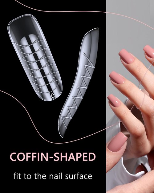 144 Pcs Nail Forms, MORGLES 2 Sizes Poly Extension Gel Dual Forms, Coffin Nails Extension with Stiletto Shape Molds, 10 Pcs Clips with Files for Home & Salon