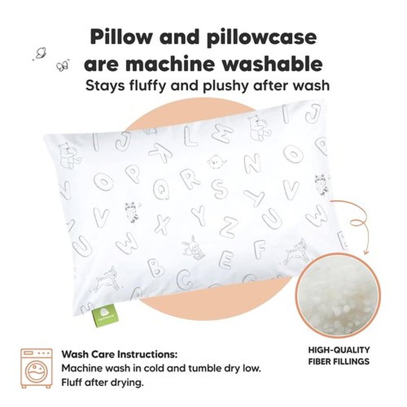 My Little Dreamy Toddler Pillow - Organic Cotton Travel Bed Pillow with Soft Pillowcase | 13x18, Machine Washable, Ideal for Ages 2-5