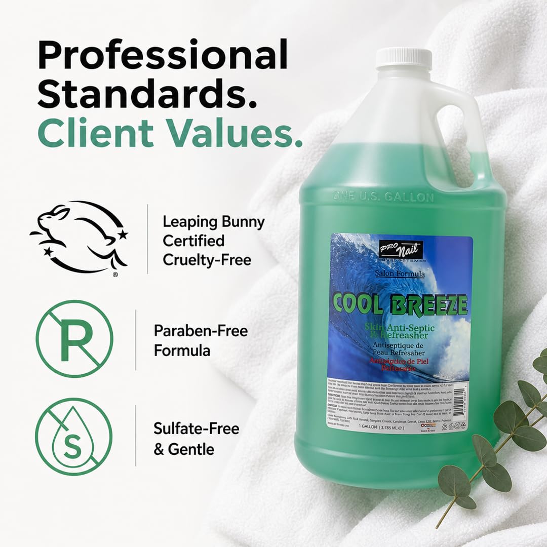 PRONAIL 4-in-1 Multi-Purpose Nail Salon Cleanser – Nail Prep Dehydrator, Gel Finishing Wipe & Post-Wax Skin Cleanser | Cruelty-Free, Paraben-Free, Sulfate-Free | Professional Use | 128 oz Gallon