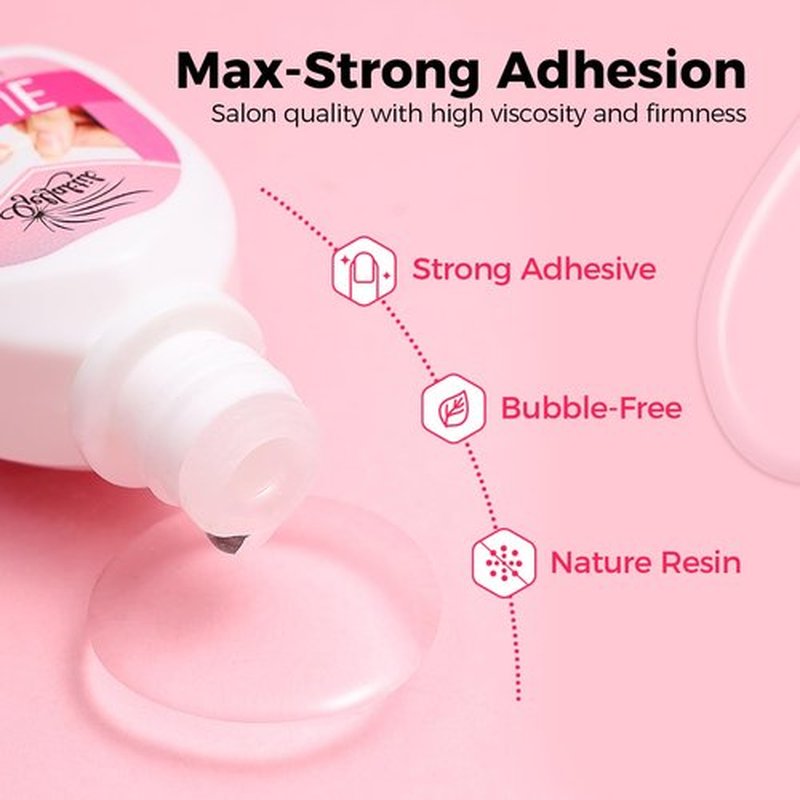 GELLAKTIK Super Strong Nail Glue for Press On Nails, 2X15ml Brush On Nail Glue for Acrylic Nails, Fake Nails & Nail Tips, Durable & Long-Lasting, Easy Application, Mess-Free & Travel-Friendly