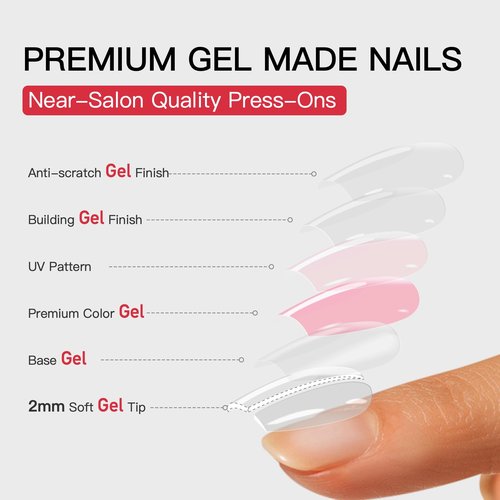 CurvLife Soft Gel Press On Nails Short, 30Pcs Square Nude Sheer Pink Fake Nails, Reusable Glue On Nail Kit with Adhesive Tabs, Natural Fit Salon-Quality Stick On Nails for Women