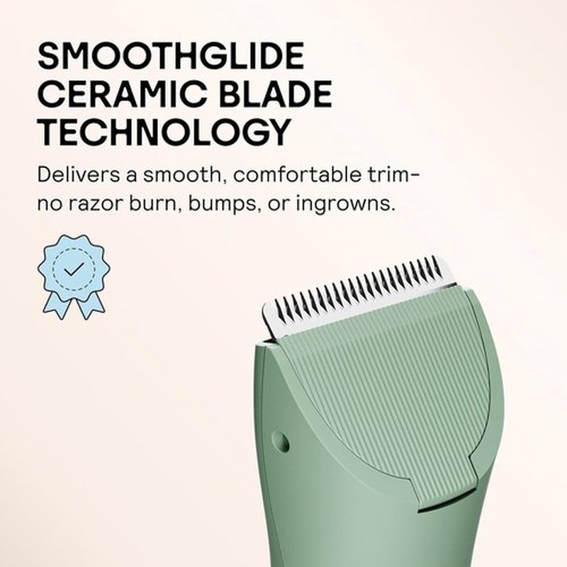 MERIDIAN Body Hair Trimmer - Waterproof Electric Shaver for Men | Rechargeable for Pubic, Chest, Legs & Bikini - Sage