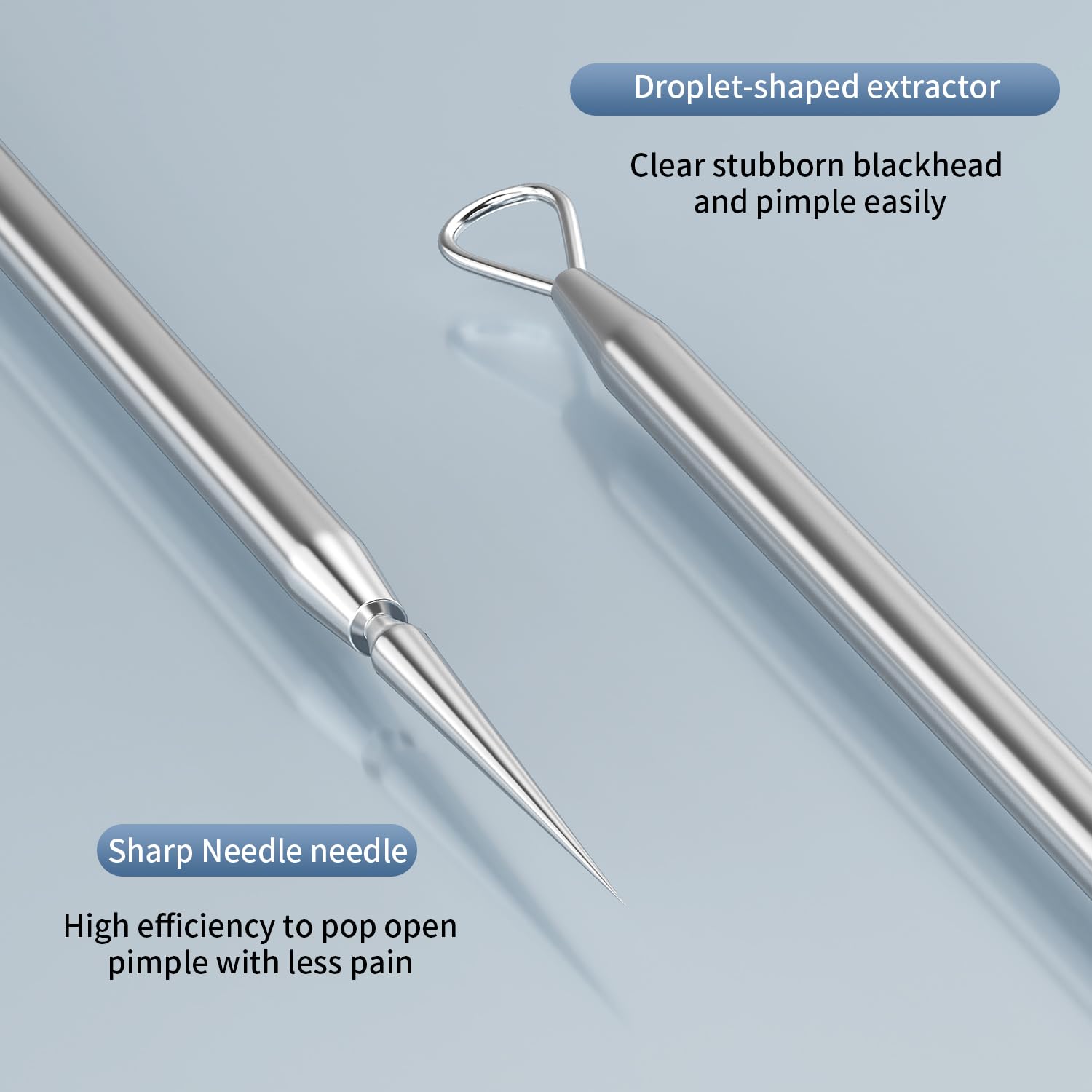 ZIZZON Titanium Lancet Needle Acne Blackhead Remover Pimple Extractor Popper Tool