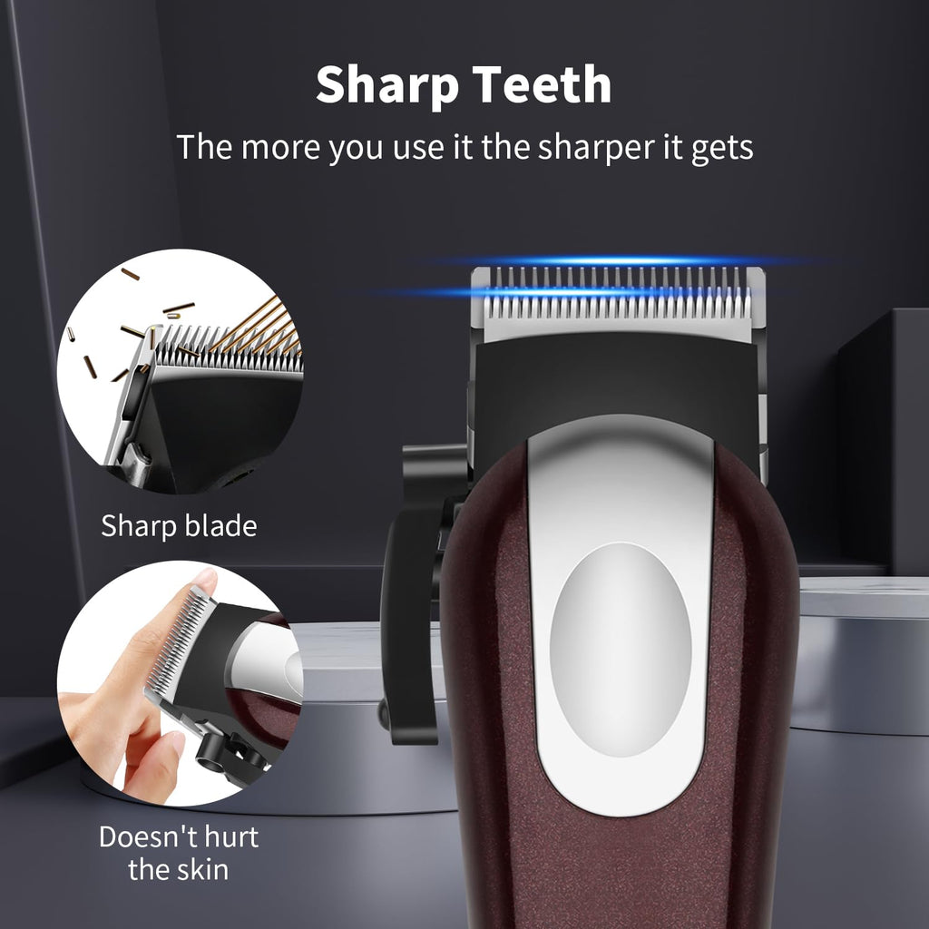 HIENA PRO Professional Hair Clipper for Men, Cordless Hair Clippers for Hair Cutting, Rechargeable Barber Clipper & Trimmer with LCD Display, USB Charging, Gift for Men (Brown)
