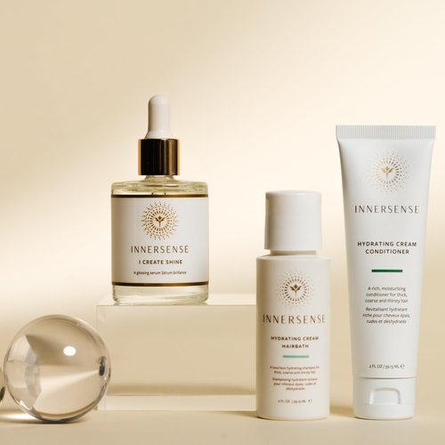 INNERSENSE Organic Beauty - Hydrate & Shine Set | I Create Shine, Hydrating Cream Hairbath, Hydrating Cream Conditioner | Non-Toxic, Cruelty-Free, Clean Haircare (3 piece set)