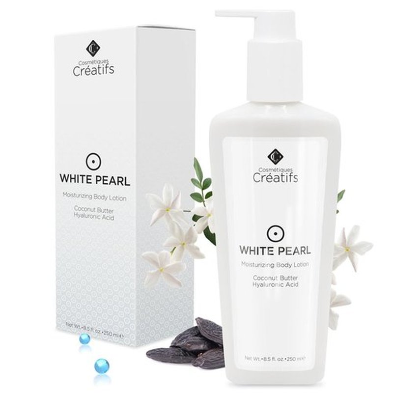 Cosmétiques Créatifs White Pearl Moisturizing Body Lotion with Coconut Butter and Hyaluronic Acid, 8.5 fl. oz.