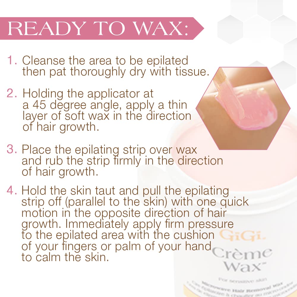 Gigi Crème Wax – Microwave Hair Removal Wax for Face & Body Sensitive Skin, Gentle Smooth Formula, At-Home Waxing, 8 oz