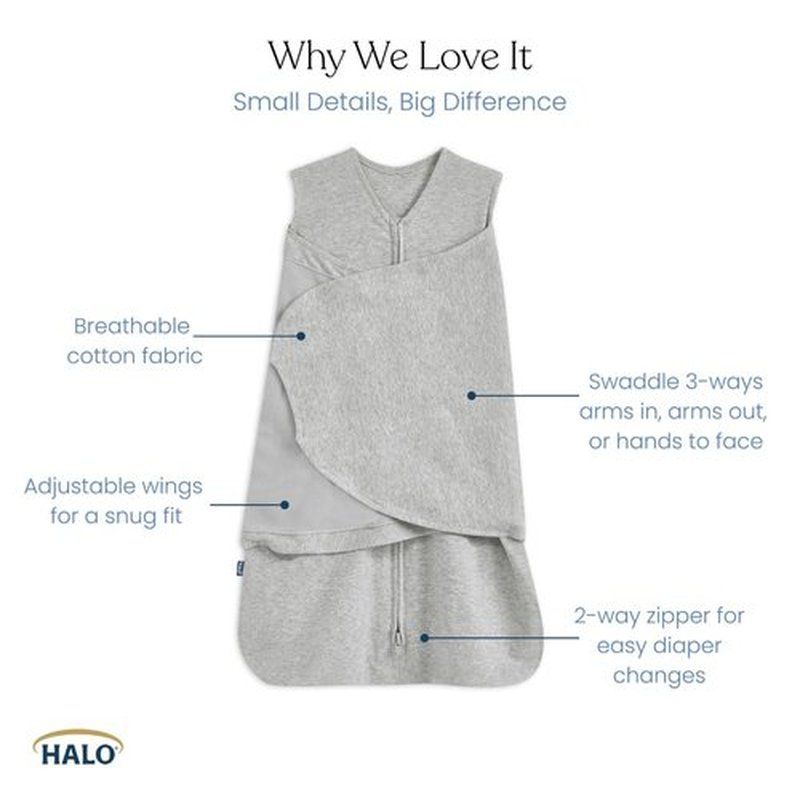 HALO Sleepsack Swaddle - 100% Cotton Wearable Blanket with 3-Way Adjustability | Forest Friends, Newborn 0-3 Months