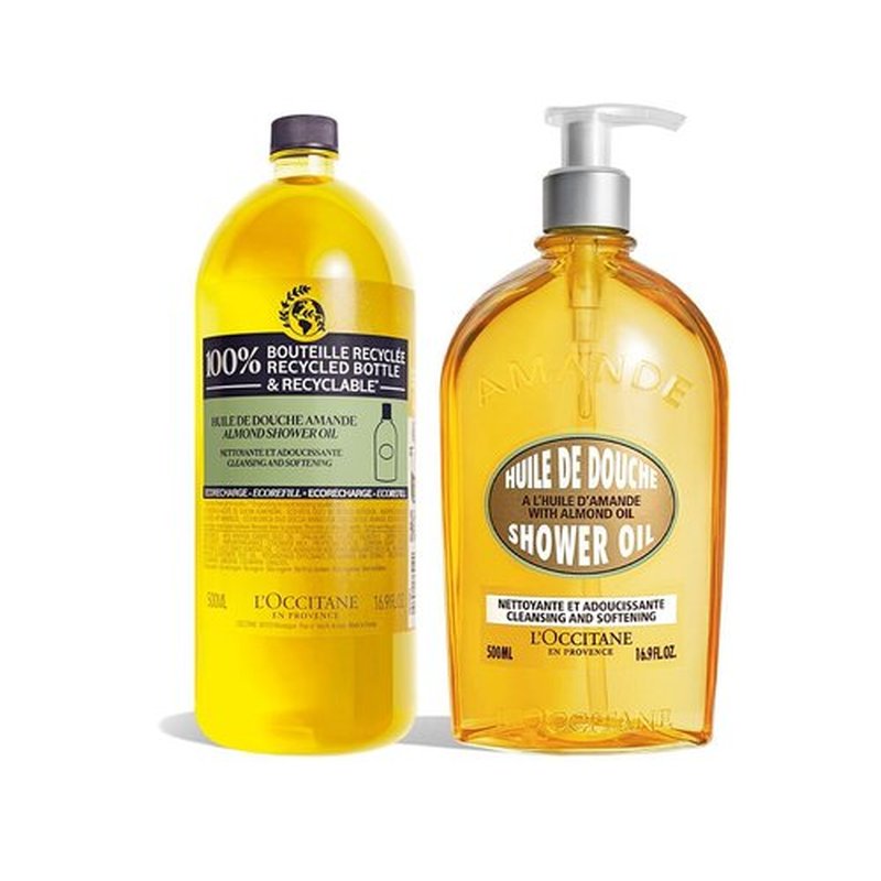 L'OCCITANE Almond Shower Oil - Nourishing Refill Duo for Soft, Hydrated Skin | 2-Pack