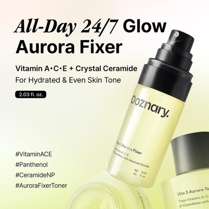 Ooznary Vita 3 Aurora Fixer Toner with Vitamin ACE and Triple Centella for Even Tone Solution | Korean Skin Care | 2.03 fl.oz 60ml