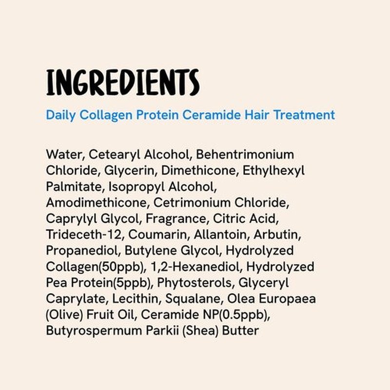 DEAR HAIR Daily Collagen Protein Ceramide Hair Treatment for Dry, Damaged Hair, Bond Repair Deep Conditioning Mask with Hydrolyzed Collagen & Pea Protein, 3.3fl.oz | 100ml
