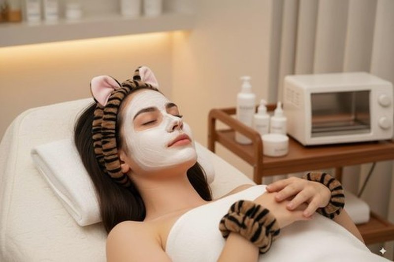 3 Piece Cat Ears Spa Headband For Washing Face (Calico, One Size Fits All)