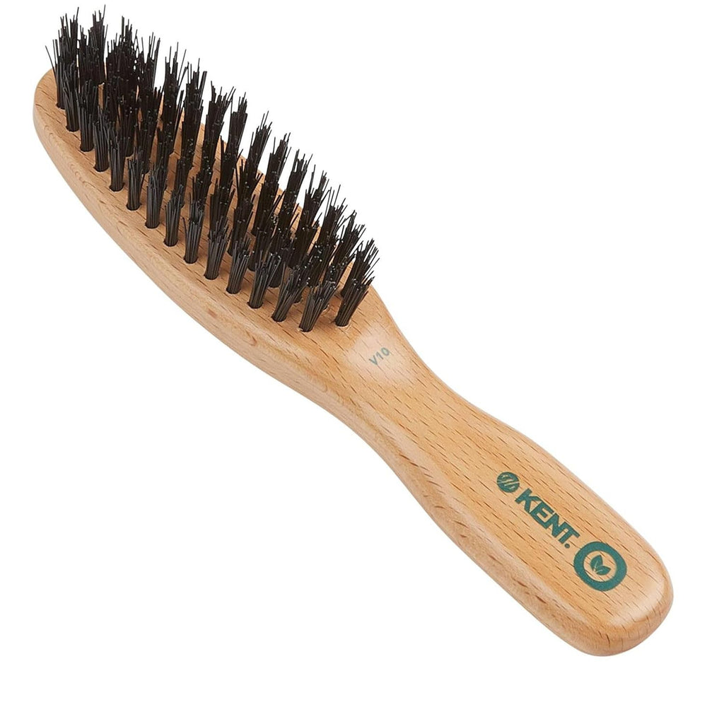 Kent V10 Vegan Boar Bristle Hair Brush and Beard Brush for Men, Eco Friendly Bristle Brush for Smoothing Hair, Taming Beards and Mustaches (Small)