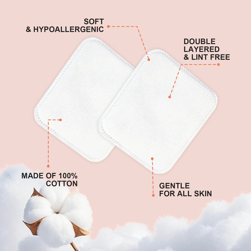 Large Cotton Pads for Face 300 Count, Makeup Remover Pads for Sensitive Skin Soft & Lint-Free Ultra-Absorbent Hypoallergenic Cotton Rounds for Face, Unique Three-Layer Upgraded Edge Stitching