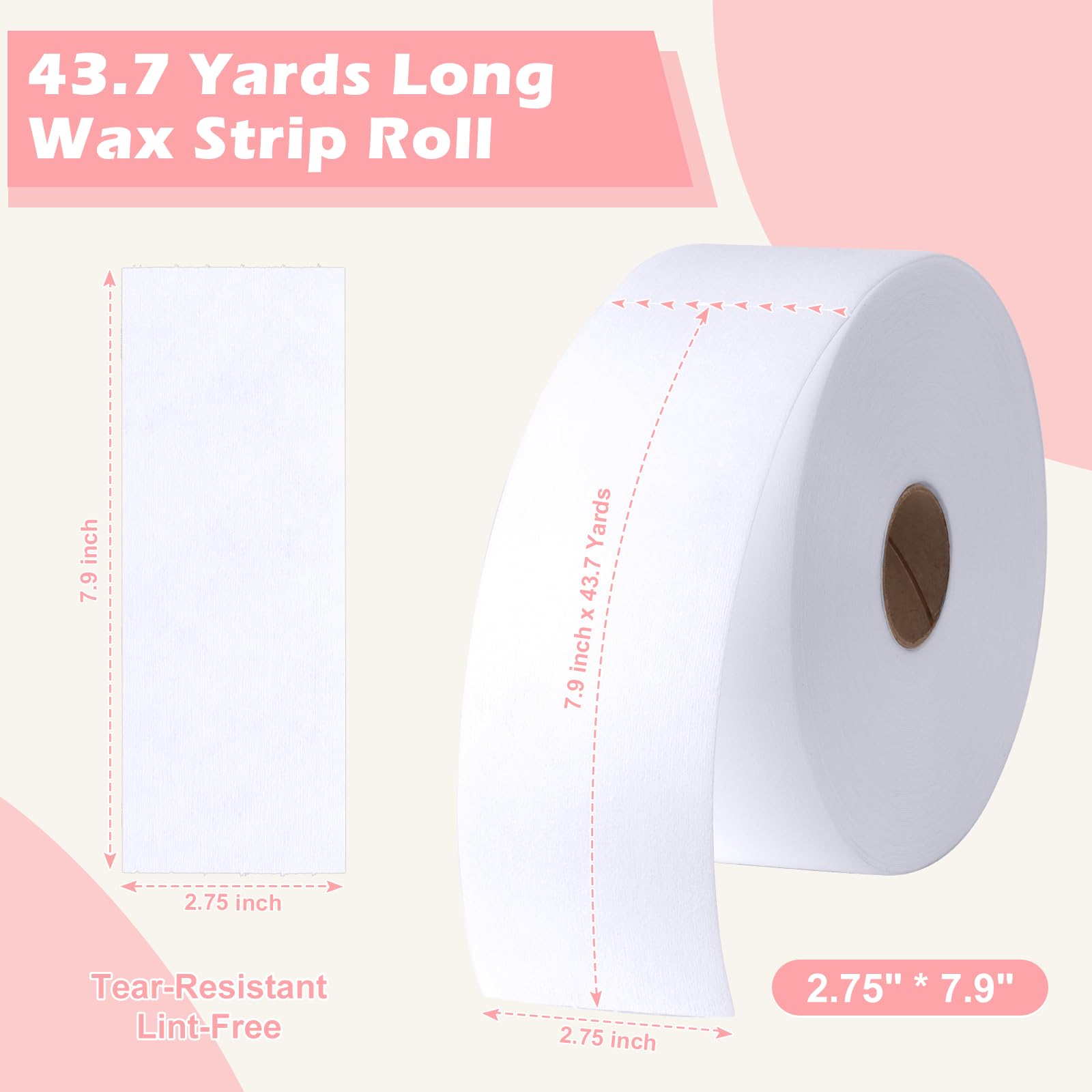 200 Pcs Non Woven Wax Strip 2.8" X 44 Yards Pre-cut Waxing Strips Epilating Strips 1 Roll For Body Facial Tear-Resistant & Lint-Free Air 43.7 Yards Removal Paper Women Arms Legs Hair Cleaning Remover