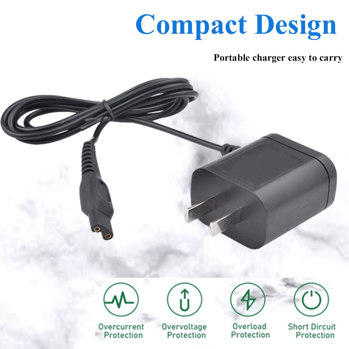 MG7750 Norelco Shaver Charger 15V AC Adapter Power Cord Compatible with Philips Norelco Shaver HQ8505 7000 5000 3000 Series Electric Shaver Razor, Aquatec, Arcitec, Multigroom Beard Trimmer