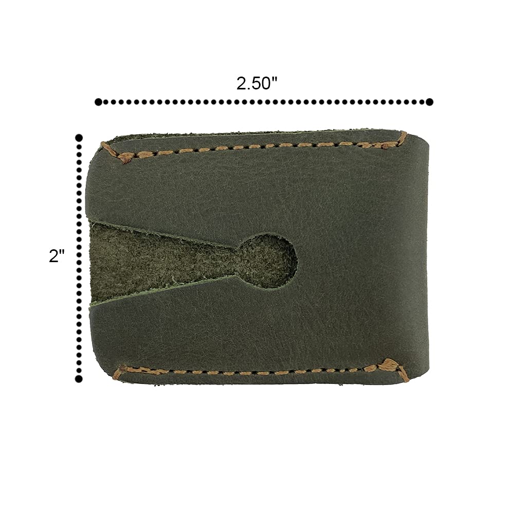 Hide & Drink, Leather Double Edge Safety Razor Head Protective Sheath, Shaving Travel Cover Handmade (Dark Jade)