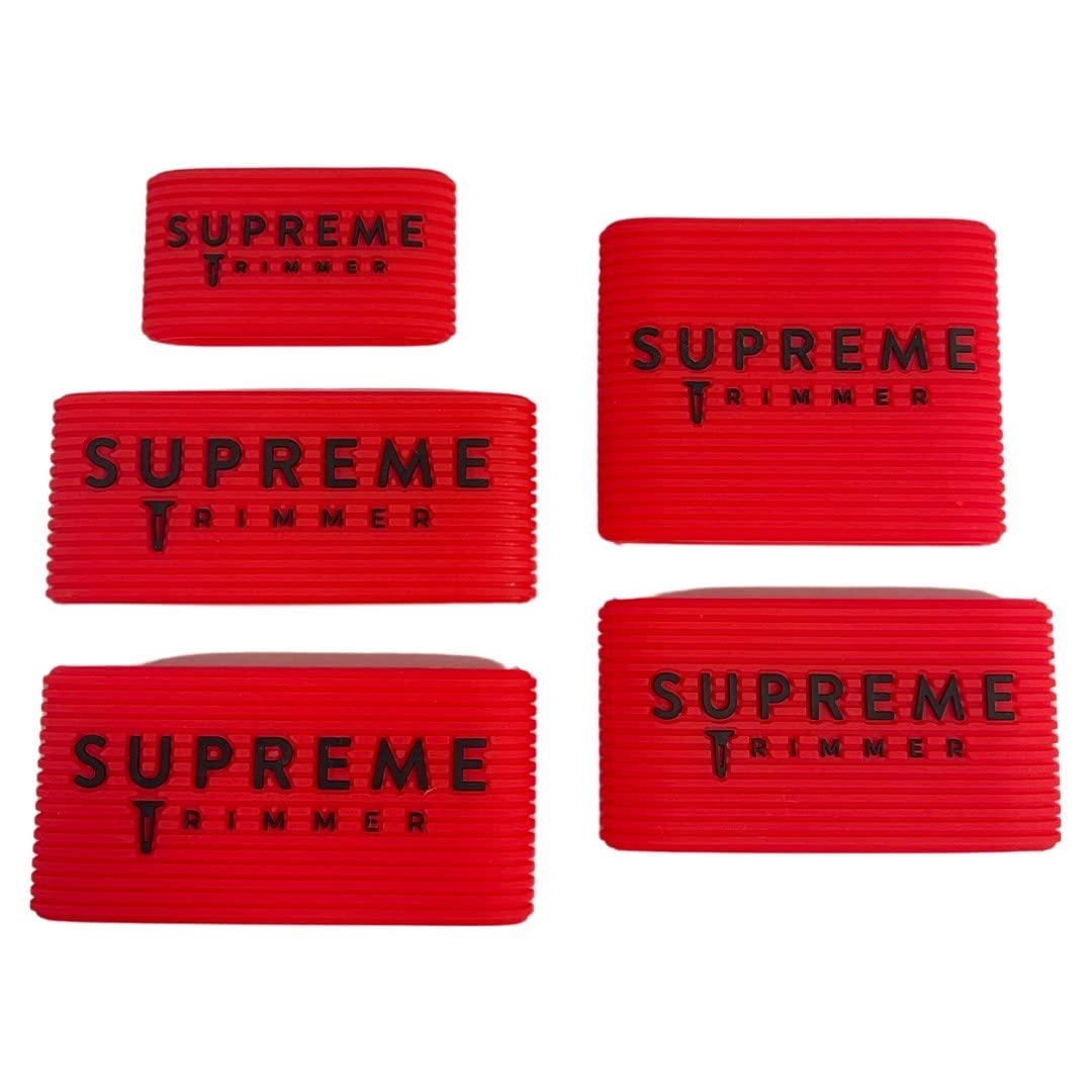 Clipper Grip SGR50 Professional Barber Grippers by Supreme Trimmer | 5 Piece Non-Slip Clipper Grips, Barber Sleeve for Clipper, Trimmer & Shaver | Red