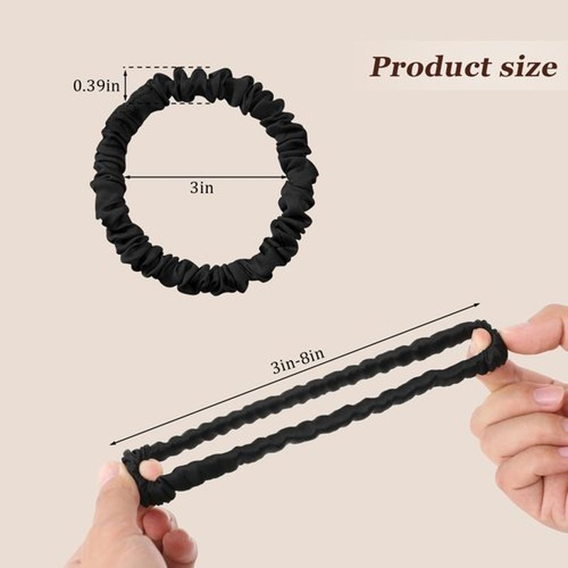 LEADUWAY 12 Pack Silky Soft Skinny Hair Ties, Silk-Like No Damage Scrunchies Elastic Ponytail Bands for Women Girls, Thin Thick Curly Hair