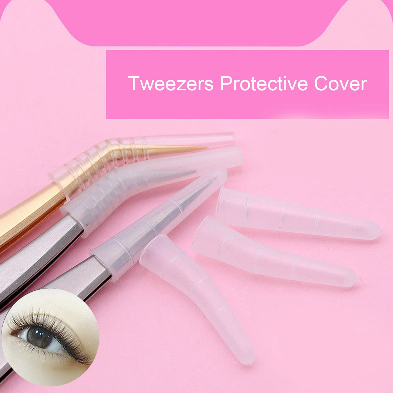 WNSC Non‑Slip Tweezers, Tweezers Reusable Tweezers Tip Cover Design Thickened Silicone Design for Eyelashes Grafting Tweezers