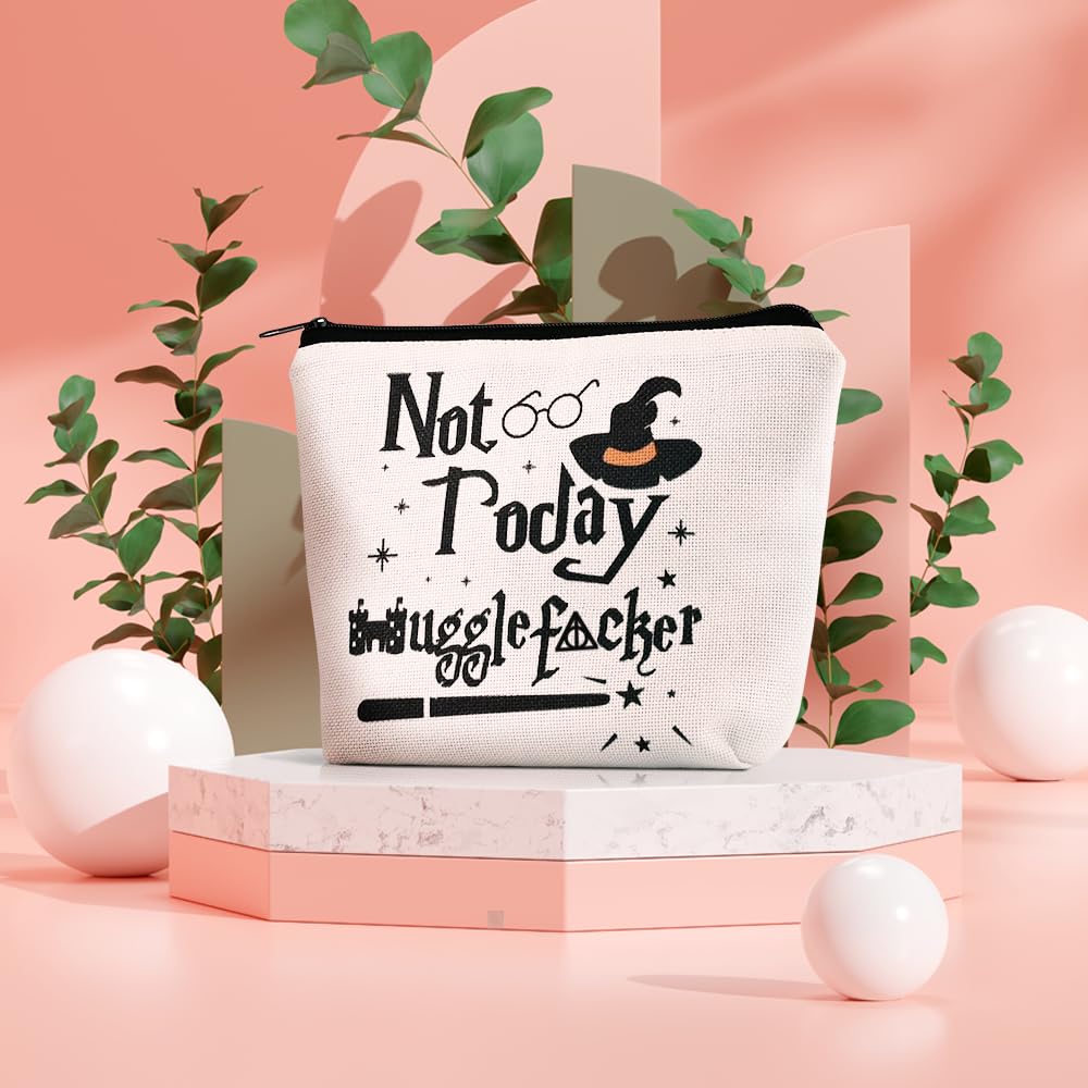 Paliboiu Magic Wizard Makeup Bag Funny Not Today Cosmetic Bag Zipper Travel Toiletry Bag Gifts for Girl Sister Women Fans