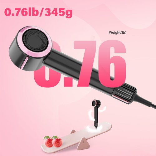 CINOSTAR Hair Dryer, Fast Drying Blow Dryer with Diffuser, with 110, 000RPM Brushless Motor&Ionic Technology No Heat Damage, Lightweight for Women and Travel, Low Noise, Black & Light Coral