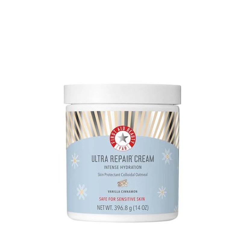 First Aid Beauty - Ultra Repair Cream, Intense Hydration Whipped Colloidal Oatmeal, Clinically Proven to Strengthen Skin Barrier & Help Relieve Eczema, Face & Body Moisturizer, 14 oz Vanilla Cinnamon