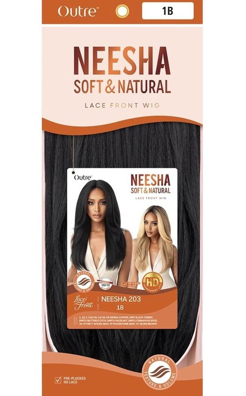 Outre Synthetic Lace Front Wig (Soft & Natural) - NEESHA 203 (Color:1B Off Black)