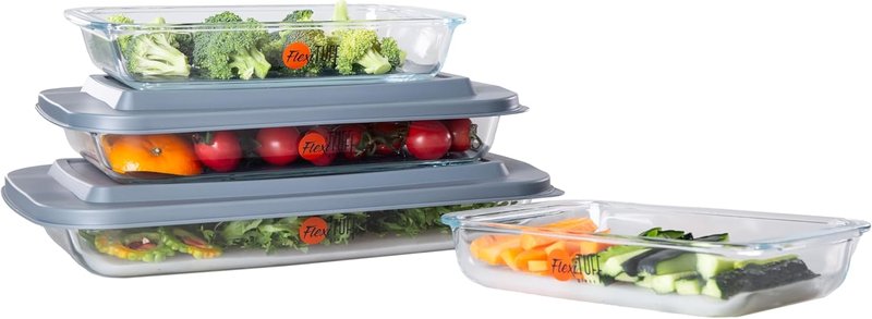 8Pcs Set Rectangular Bakeware by [Brand Name] - BPA Free, Leakproof & Airtight Containers | Dishwasher, Microwave & Freezer Safe - Clear