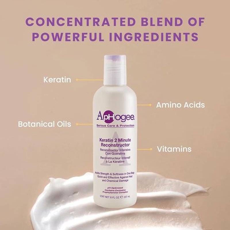Aphogee Keratin 2 Minute Reconstructor - Deep Conditioner for Color-Treated Hair | 8 fl oz, Smooths & Adds Shine