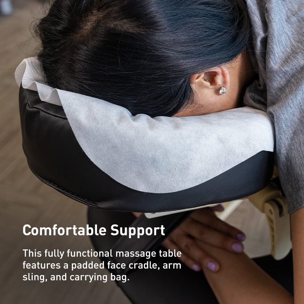 BodyMed Portable Massage Table with Face Cradle, PU Cover, 3"" Multi-Layered Foam System with Memory Foam, Easy Setup, 450lb Weight Capacity