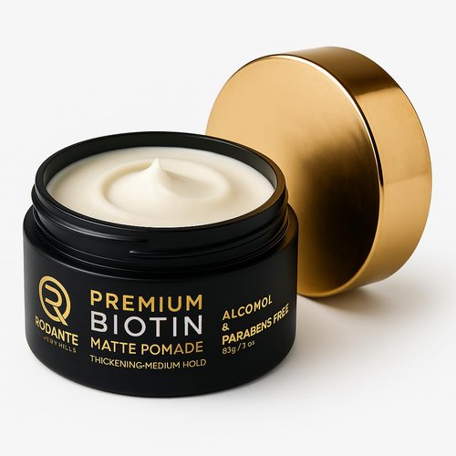 Rodante Beverly Hills Biotin Matte Cream Texture Paste Clay Pomade, Premium Thickening Cream Medium Hold & Anti Hair Loss and Hair Growth Support for Thinning Hair for Men 85 g / 3 oz