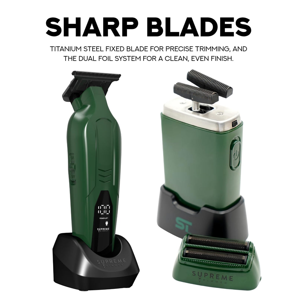 Supreme Trimmer Vader Trimmer & Crunch Foil Shaver Barber Haircutting Kit | Professional DLC T-Blade Beard Trimmer & Waterproof IPX6 Shaver Set | Red