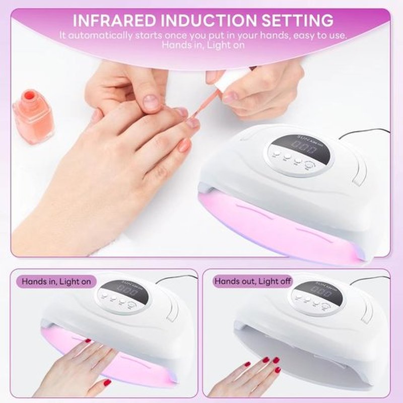 Timpou 320W UV LED Nail Lamp, Professional UV Nail Dryer Light with 84Pcs LED Beads, Fast Gel Curing 4 Timer Setting Auto Sensor, Portable Handle Gel Polish for Salon and Home Nail Art Tools