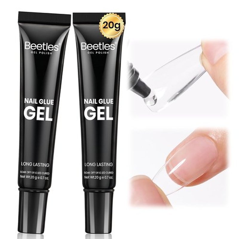 Beetles Nail Glue Gel - Super Strong 2Pcs 20g for Acrylic & Press-On Nails | Clear Tips for Spring Nail Art
