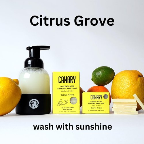 Canary Citrus Grove Foaming Hand Soap Refill Bars - Non-Toxic Refillable Zero Waste Hand Wash Concentrate with Coconut Oil - All Natural, Moisturizing, Organic (makes 24 bottles of liquid soap)