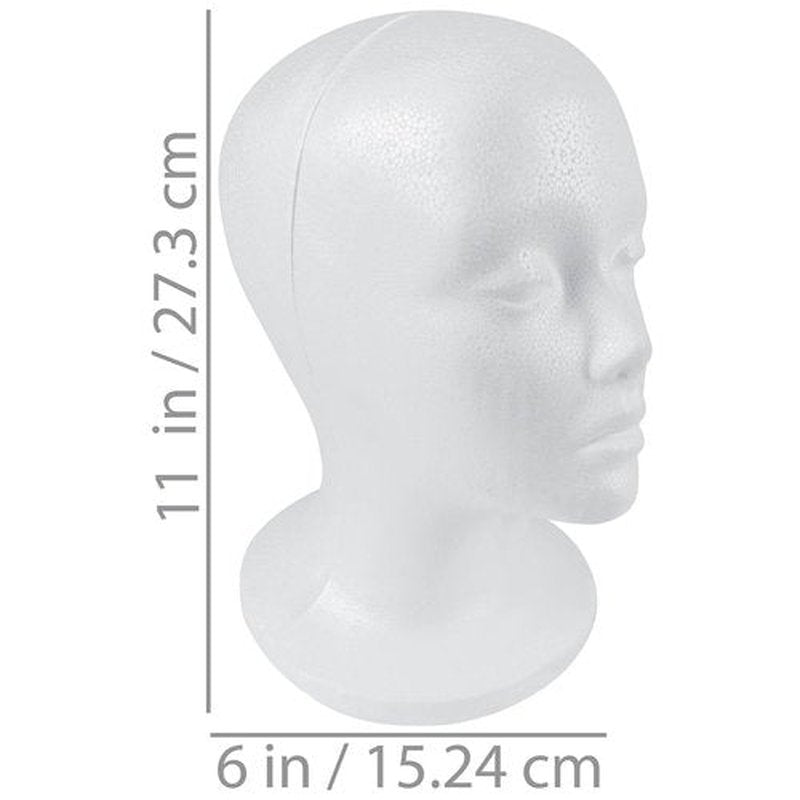 SHANY Styrofoam Model Heads ,Hat Wig Foam Mannequin Female Wig Head Stand ,Mannequin Head for wigs , Wig Holder - Round Base , 10.5 Tall with 20 1/2 Inches Circumference Female Mannequin Head -1 Piece