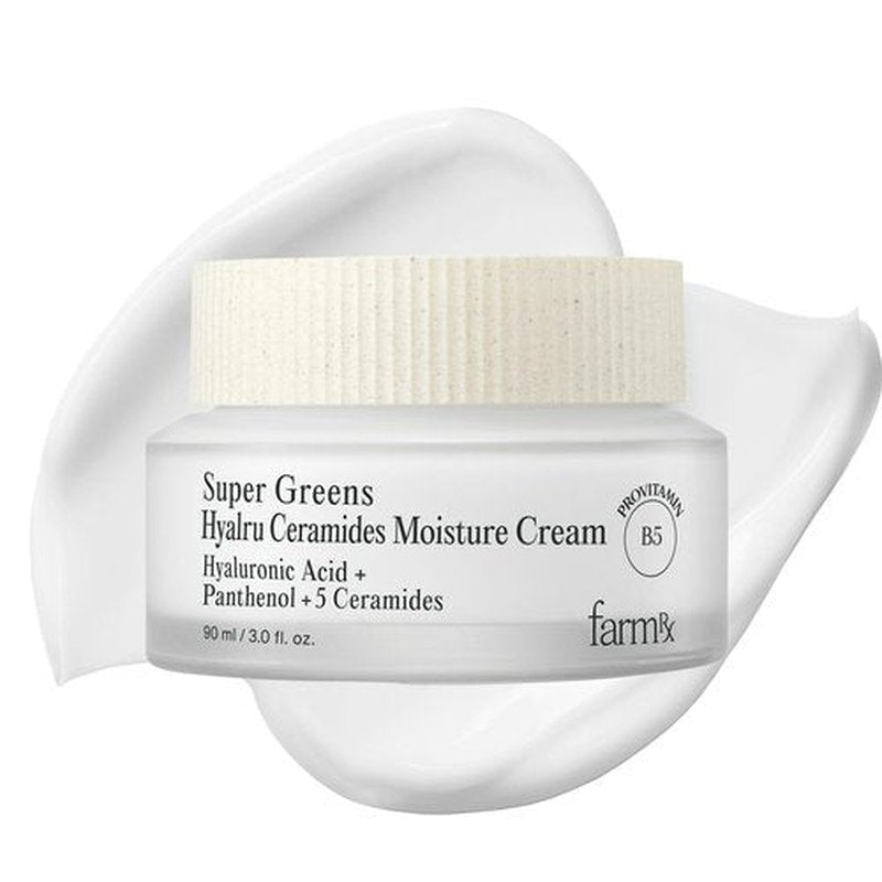 Farm Rx Super Greens Hyalru Ceramides Moisture Cream (3fl oz) - Rich Moisturizer, Strengthen Moisture Barrier, Deep Hydration. Korean Skin Care. Hyaluronic Acid, Panthenol, Vegan.