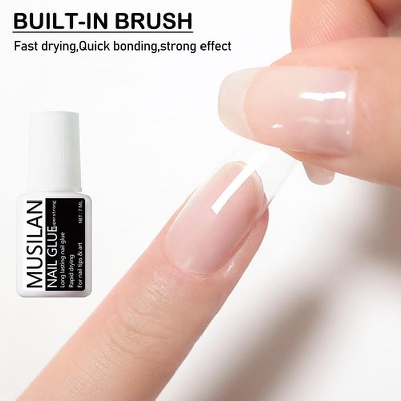 Nail Glue for Press On Nails, Nail Tips and Acrylic Nails (28ml) Super Strong Long Lasting Nail Bond Adhesive Gel Nail Glue Brush On Nail Glue for Acrylics Glue On Nails Fake Nails with Brush