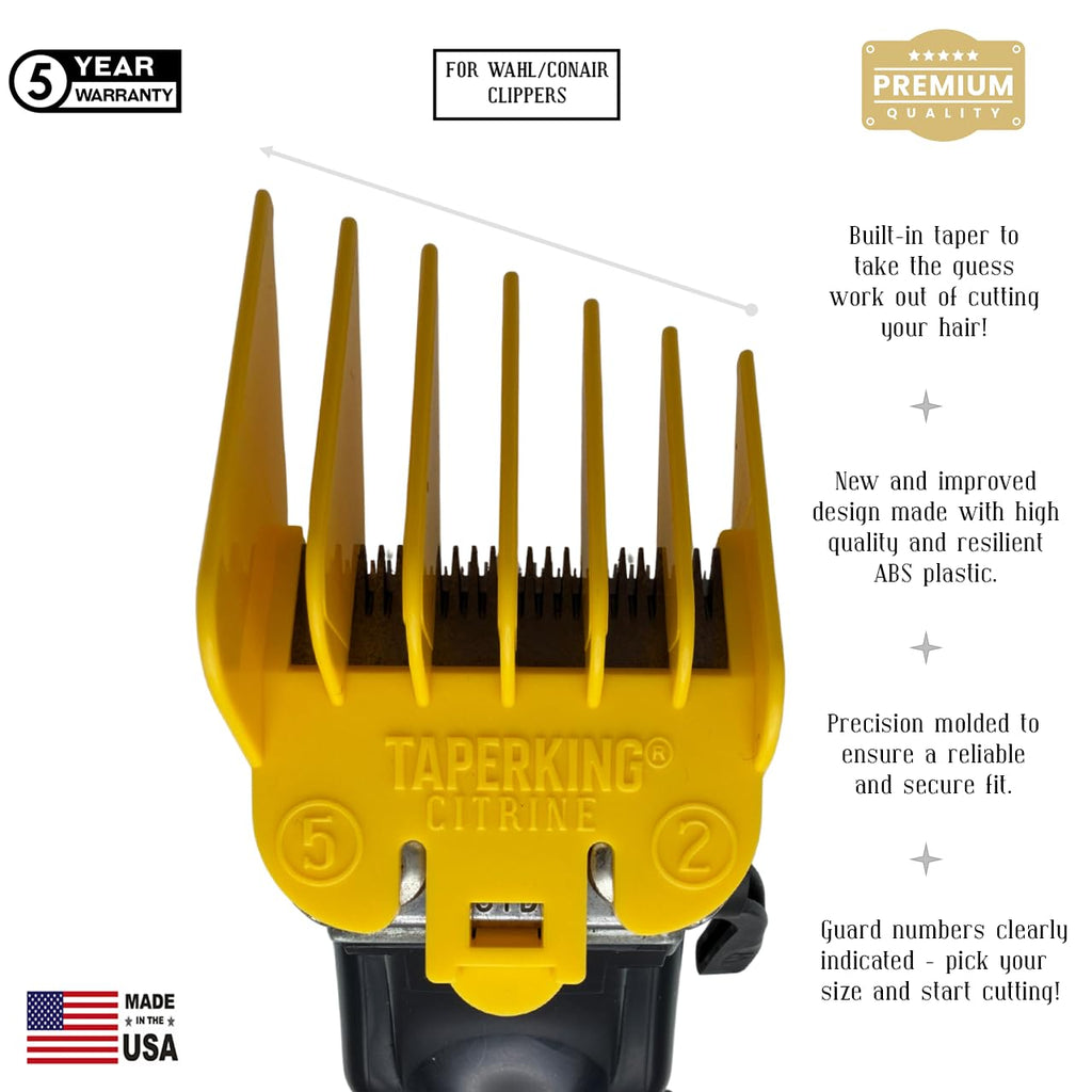 Taper King® 2.0 Guide Combs - DIY Tapers & Fades - Citrine (#2 to #5)