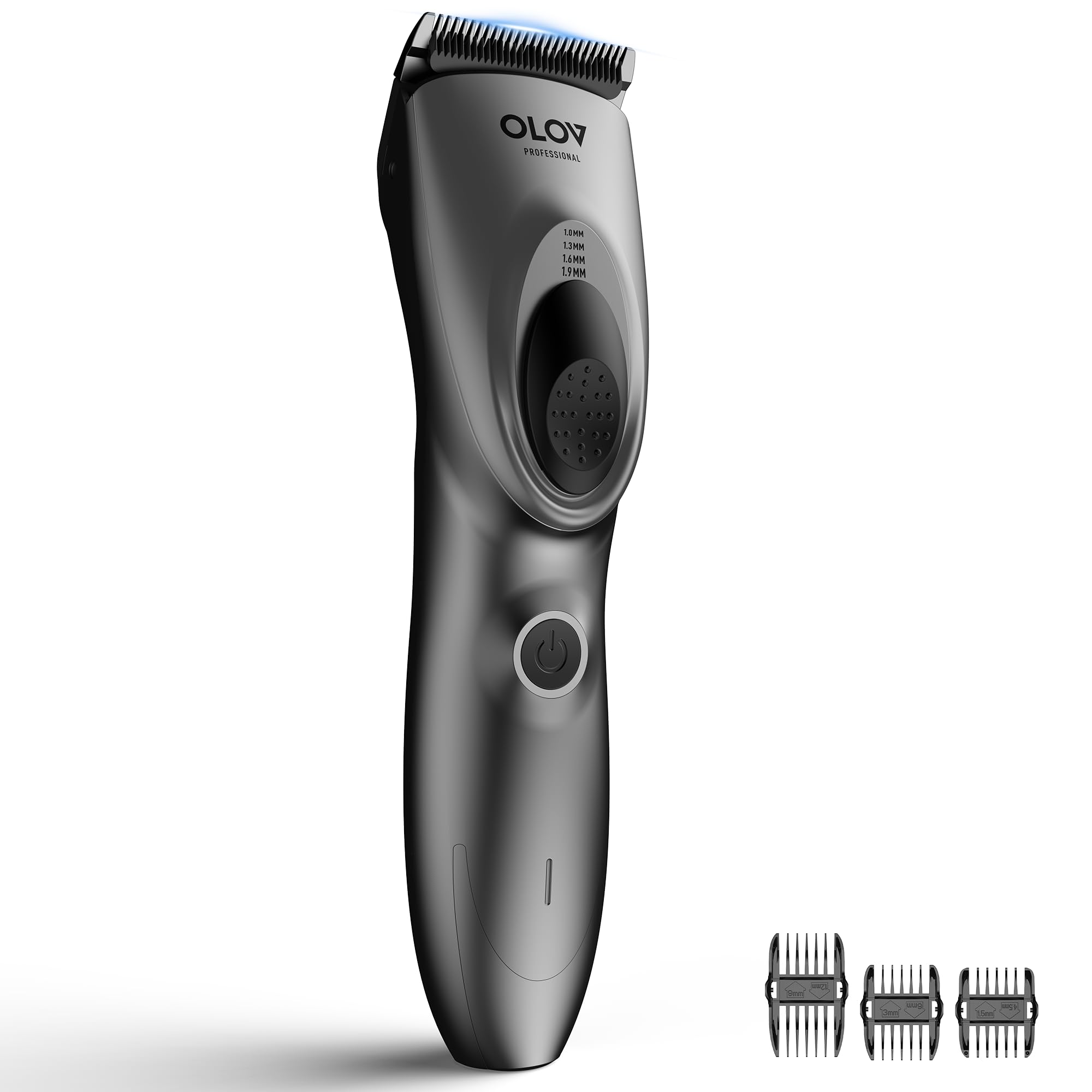 OLOV PROFESSIONAL Hair Clippers for Men, Cordless Hair Clipper Kit, Adjustable 4 Length Setting, 2-Speed Settings, Replaceable Ceramic Blade Heads, Rechargeable Hair Clippers for Family (Grey)
