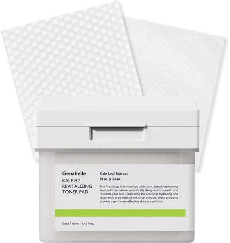 Genabelle Kale 82 Toner Pad - 60 Jumbo Sheets, AHA PHA Dead Skin Care Daily Hydrating Toner Pad exfoliating
