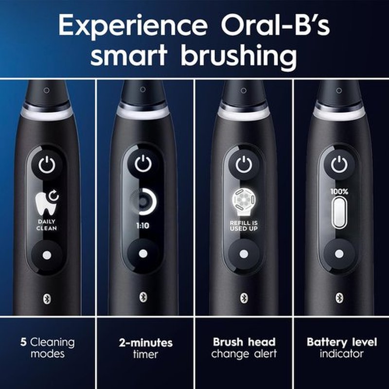 Oral-B iO Series 7 Rechargeable Electric Toothbrush - Deep Clean & Protect, Black | 2 Brush Heads & Travel Case
