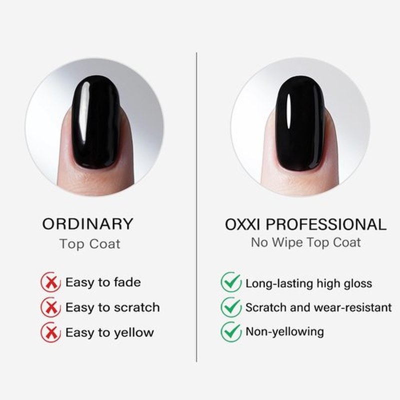 OXXI Professional No Wipe Top Coat Gel Nail Polish - Diamond-Like High Gloss, 15ml | HEMA Free, Long Lasting