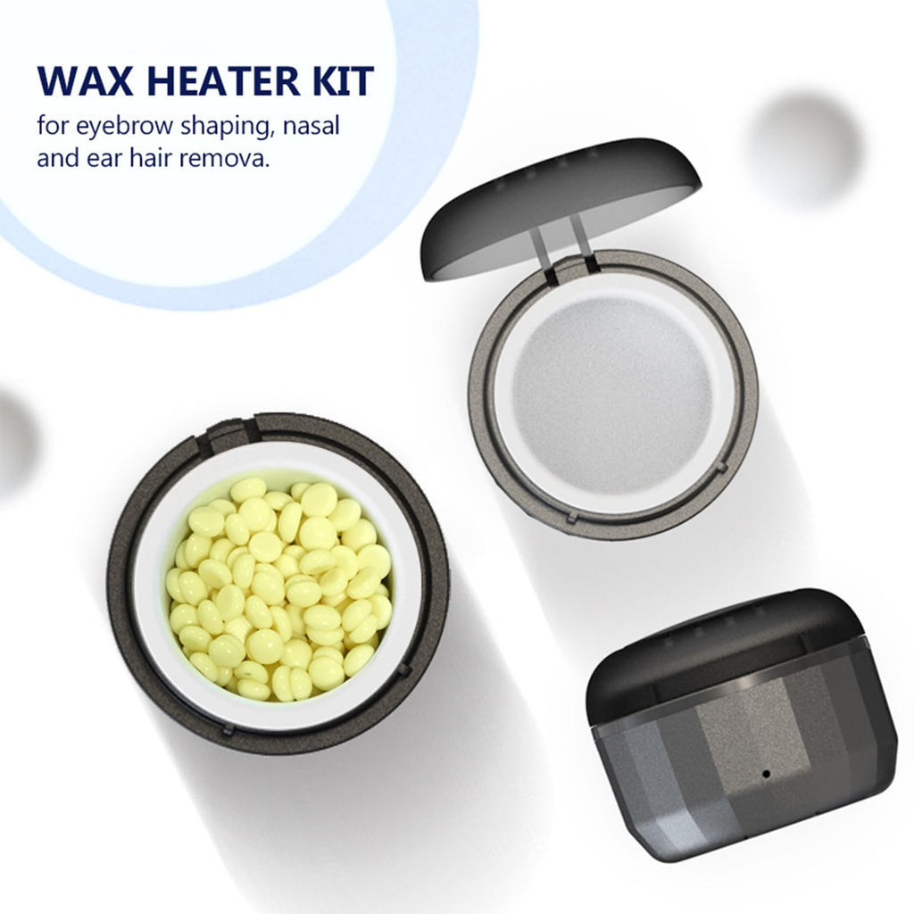 Mini Wax Heater with 100g Hard Wax Beans, Nose Wax Kit for Men & Women, USB-Powered Fast Heating for Nose & Ear Hair Removal, Facial Grooming Kit, Portable & Easy to Use (Black)