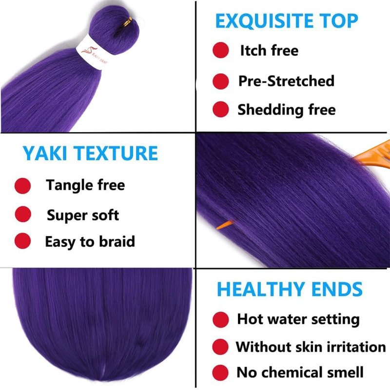 Xiaofeng Prestretched Braiding Hair Extensions Ombre Dark Blue Yaki Texture Braid Hair for Box braids 26 Inch Synthetic Braids Extension B20