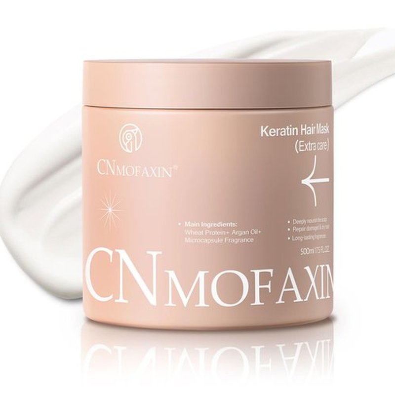 CNMOFAXIN Keratin Hair Mask Deep Conditioner - Argan Oil & Protein Repair for Dry Damaged Hair - Long Lasting Microcapsule Fragrance - Hydrating Treatment for Frizz Control, 17.5 Oz (500ml)