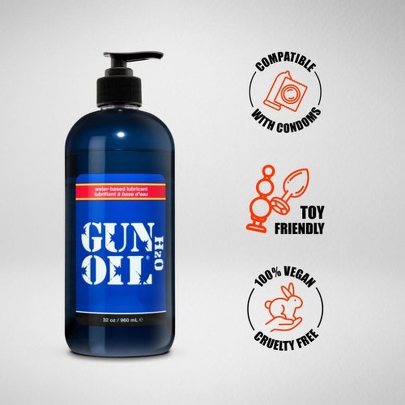 Gun Oil Premium Water-Based Lubricant - 32 Ounce, Long-Lasting, Condom Compatible, Hypoallergenic