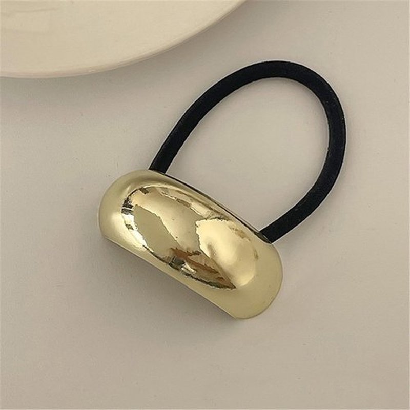 Papasgix Metal Geometric Hair Ties - Gold Cuff Wrap for Thick Hair - Ponytail Elastic Accessories for Women (Gold Set 24)